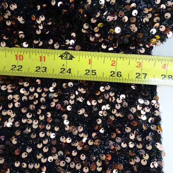 Shein Curve Black Sequin Sheer Mesh Blouse Long Sleeve 3XL US 18 Keyhole Back - Picture 9 of 11